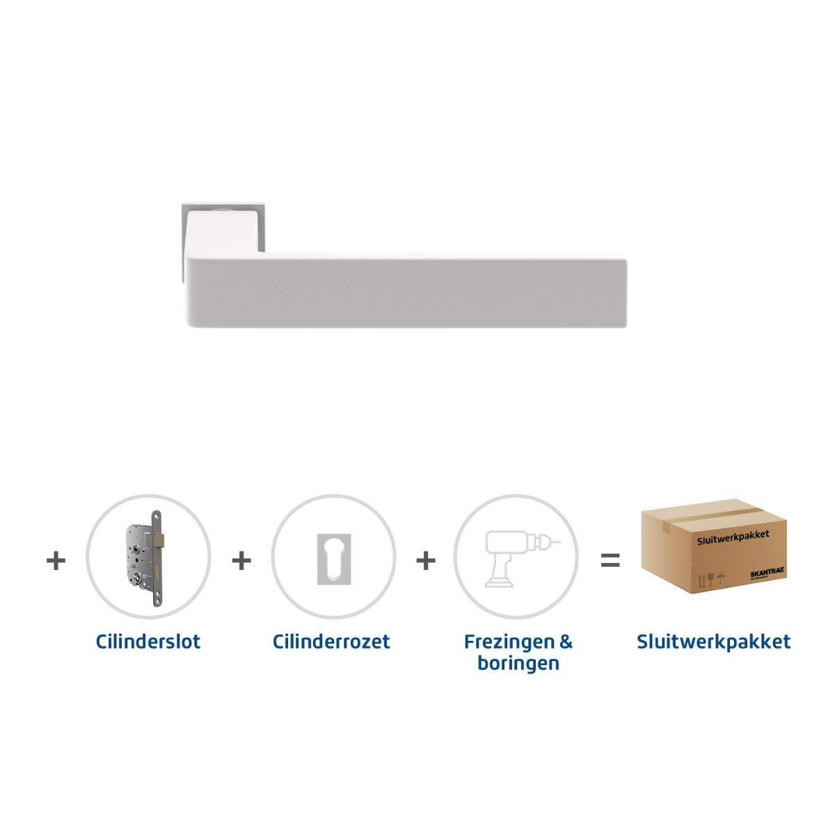 Sluitwerkpakketten met Deurkruk Quadrate 28 Minimal Wit